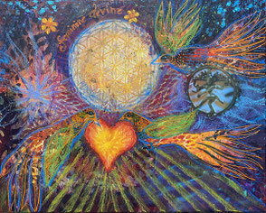 Intuitive Mixed Media Art der Kuenstlerin aus Worpswede