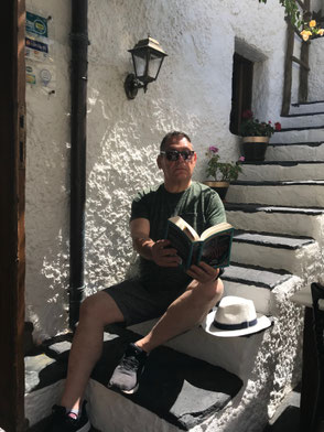 Reading on holiday in Rhodes, July 2019