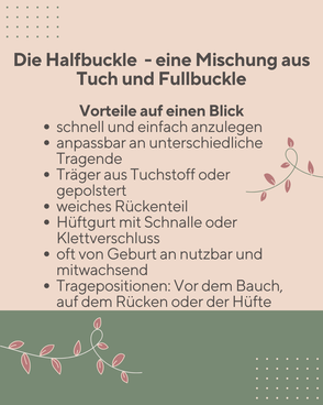 Halfbuckle Babytrage - Beschreibung, Nutzbarkeit