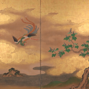 Kanō School (18th C.) | Two-panel Screen with Phoenix and Paulownia Tree