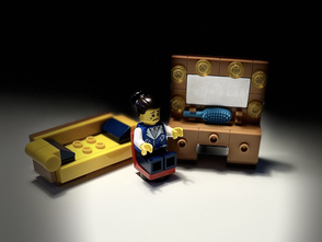 Trauriger Lego-Künstler in Garderobe