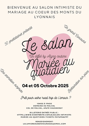 Salon intimiste mariée au quotidien à Vaugneray 04 & 05 Octobre 2025