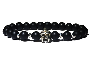 bracelet homme noir gladiateur argenté