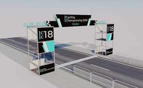 Finish line - Banner commercial cycling triathlon track bike app videogame miscellaneous banner adboard adv