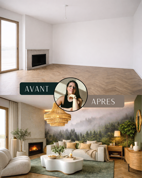 salon avant après à Mâcon avec décoration naturelle et aménagement intérieur chaleureux