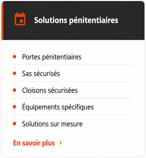solutions pénitentiaires, portes pénitentiaires, SAS sécurisés, cloisons sécurisées, équiepenents spécifiques, solutions sur mesure