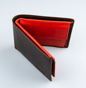 Kleine zweifarbige Geldbörse Sanpiero Braun Rot 201018050