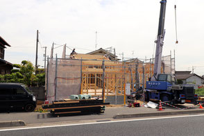 倉敷市連島町の平屋住宅の上棟写真