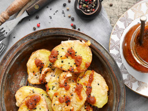 Gratinierte Erdäpfel / Tomatenpesto