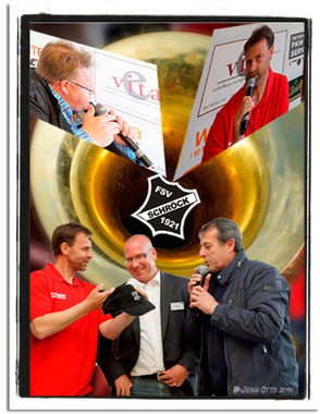 Manfred Binz mit Dirk Debelius und Lothar Luzius vom FSV Schröck