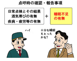 点呼時の確認事項追加「睡眠不足」