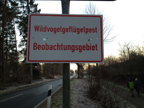 Warnschild Geflügelpest / ©NABU Iris Barthel