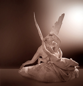 Antonio Canova, Psyché ranimée par le baiser de l'Amour, groupe statuaire en marbre sculpté, 1787-1793, 155 x 168 cm, Paris, Louvre