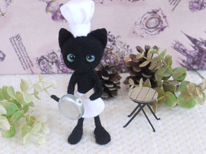黒猫のシェフ　羊毛フェルト