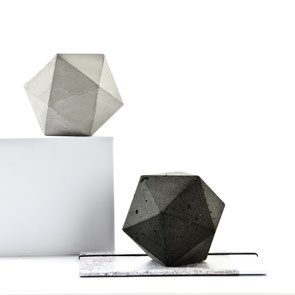 Concrete Paperweight Icosahedron Sculpture Solid by PASiNGA