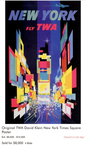 TWA - New York (Jet version) - Original vintage airline poster by David Klein