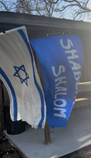 Two sets: Star of David and Shabbat Shalom flags