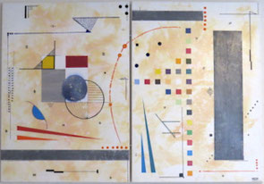 daluz composition géométrique abstraite aux formes colorées inspiration Kandinsky et Miró