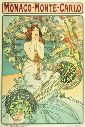Poster for 'Monaco - Monte Carlo' railway services (1897)