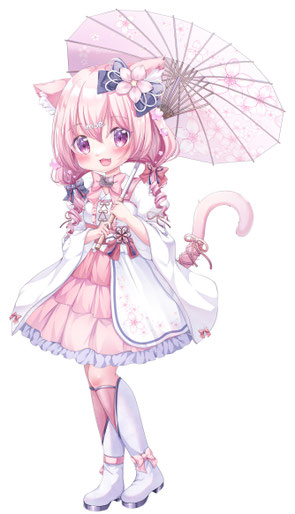 ロリイラストレーターふみなが描いたさくら猫モチーフのロリ可愛いキャラクター