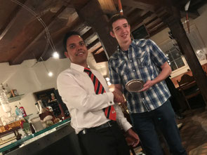 Ruan Kruger (r) receiving his Batsman of the Year award