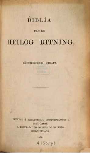 London Bible 1866 Island
