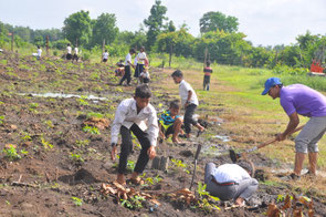 Children planted 100 teak trees, 10 Albizia Lebbeck trees, 10 Afzelia xylocarpa trees.