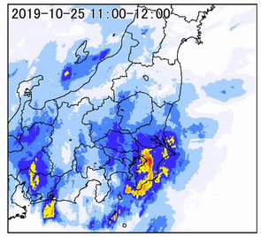 気象庁のレーダー写真より