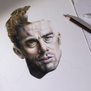 James Dean work in progress crayons couleur