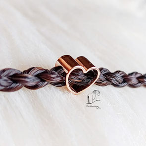 Pferdehaarschmuck-Armband mit Herz in Rose