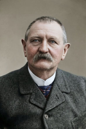 Portrait (Sw-Foto um 1920, optimiert und koloriert): Joseph Schulte, Wirt und Posthalter in Eslohe