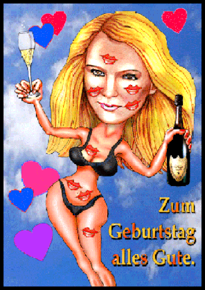 Eine junge Dame feiert Geburtstag mit Champagner.