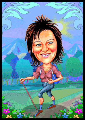 Karikatur zeichnen lassen, eine Frau wandert.