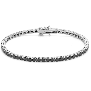  Bracciale Tennis In Oro Bianco con Diamanti Neri