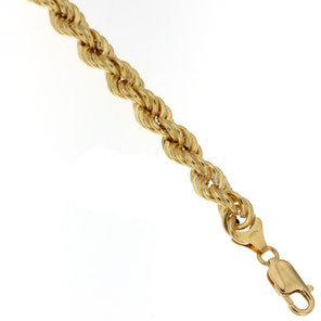 Bracciale donna in oro giallo 18 kt maglia a fune spessore grande