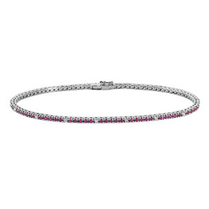 Bracciale Tennis da donna gioielli comete in oro bianco con diamanti e rubini  prezzi outlet - Istanti di Gioia
