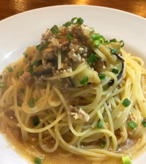 鶏そぼろと佐賀産長ナスの和風パスタ~新生姜風味~(6月22日予定)