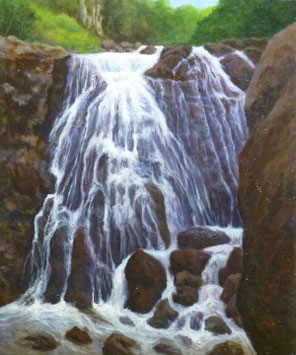 油彩 乗政大滝 油彩 乗政大滝 躍動的な風景 - 霊峰 池畔 澄流