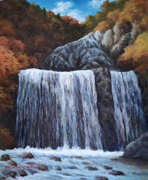 油彩 乗政大滝 油彩 乗政大滝 爽やかな渓流・滝の絵” 百瀬太虚 「蓼科大滝」（