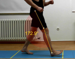 Analyse auf der Gehstrecke, Gangbahn, Walkway, mit Winkeltracking und anderen komplexen Mess-Tools