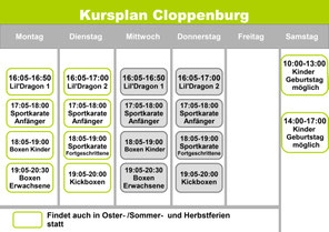 Kursplan Cloppenburg - bleib aktuell in deinem Training
