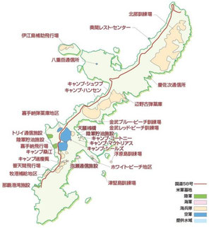 沖縄　基地と飛行場の地図