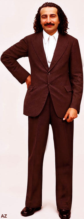 Meher Baba wearing a brown suit. Image rendition by Anthony Zois.