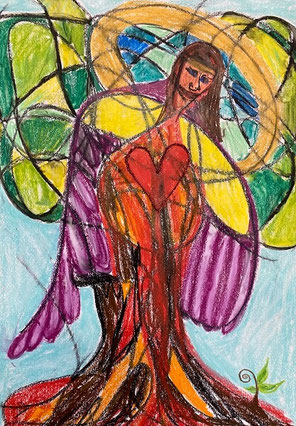 Intuitives Seelenbild eines Engels gemalt von Andrea Christiane Spring (C)