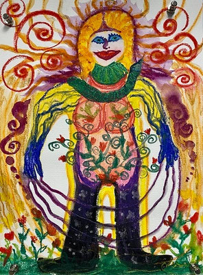 Intuitives Seelenbild einer Superheldin gemalt von Andrea Christiane Spring (C)