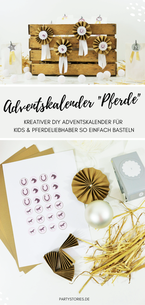 Bild: DIY Adventskalender für Kinder & Pferde-Fans mit dieser Anleitung als Upcycling-Adventskiste ganz einfach und kreativ selber machen. Mit Schritt-für-Schritt Anleitung für Reiterabzeichen. // Partystories.de entdecken! // #diyAdventskalender #Pferde