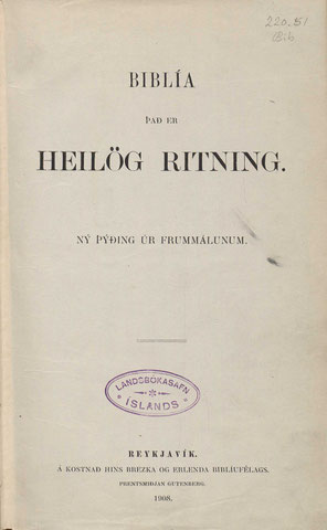 1908 Jahve Bible Iceland