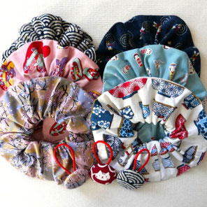 chouchous ou scrunchies en tissus japonais