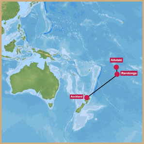 Flug Auckland-Rarotonga-Aitutaki