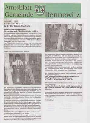 Auszug aus dem Amtsblatt durch Klick vergrößerbar